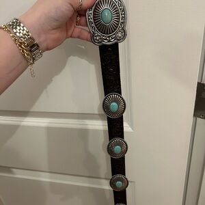 Turquoise and Silver Concho Belt